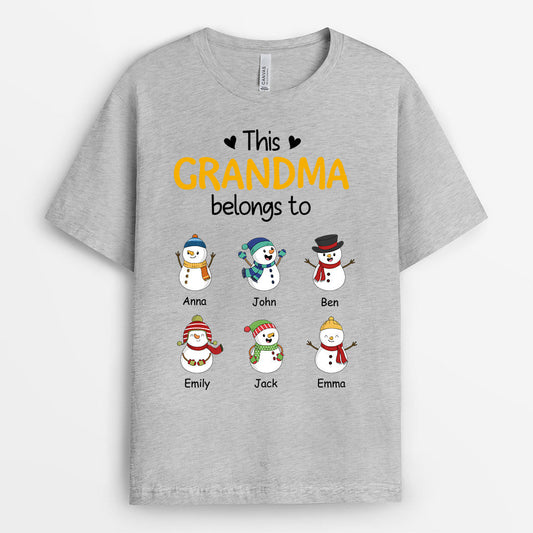 0624AUS1 Personalized T shirts Gifts Snowmans Grandma Mom Christmas