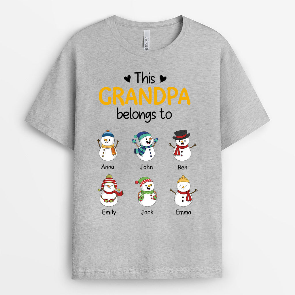 0624Aus1 Personalized T shirts Gifts Snowmen Grandpa Dad Christmas