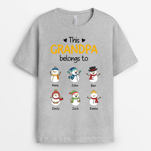 0624Aus1 Personalized T shirts Gifts Snowmen Grandpa Dad Christmas