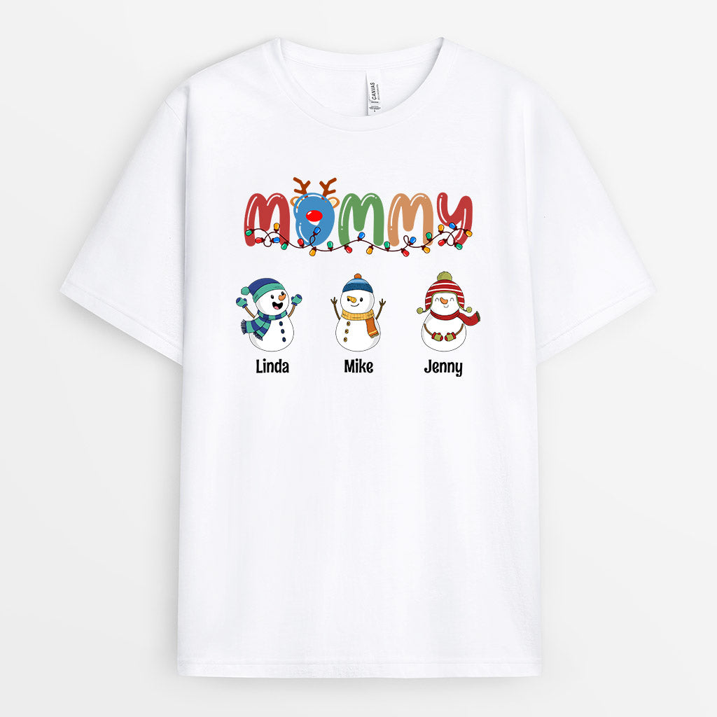 0641AUS1 Personalized T shirts Gifts Snowmans Grandma Mom Christmas