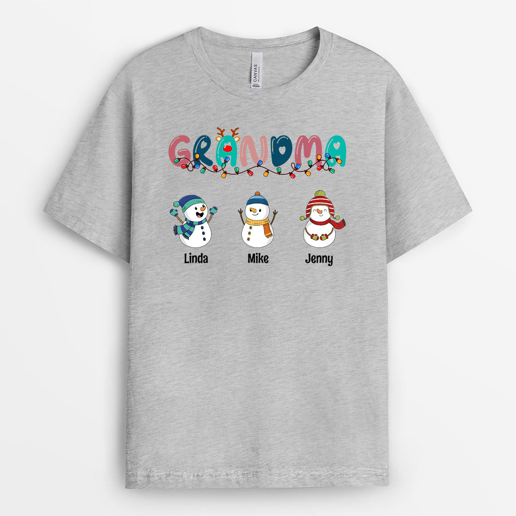 0641AUS2 Personalized T shirts Gifts Snowmans Grandma Mom Christmas