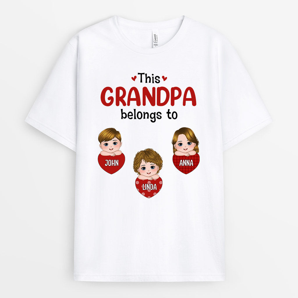 0696AUS1 Personalized T shirts Gifts Hearts Grandpa Dad