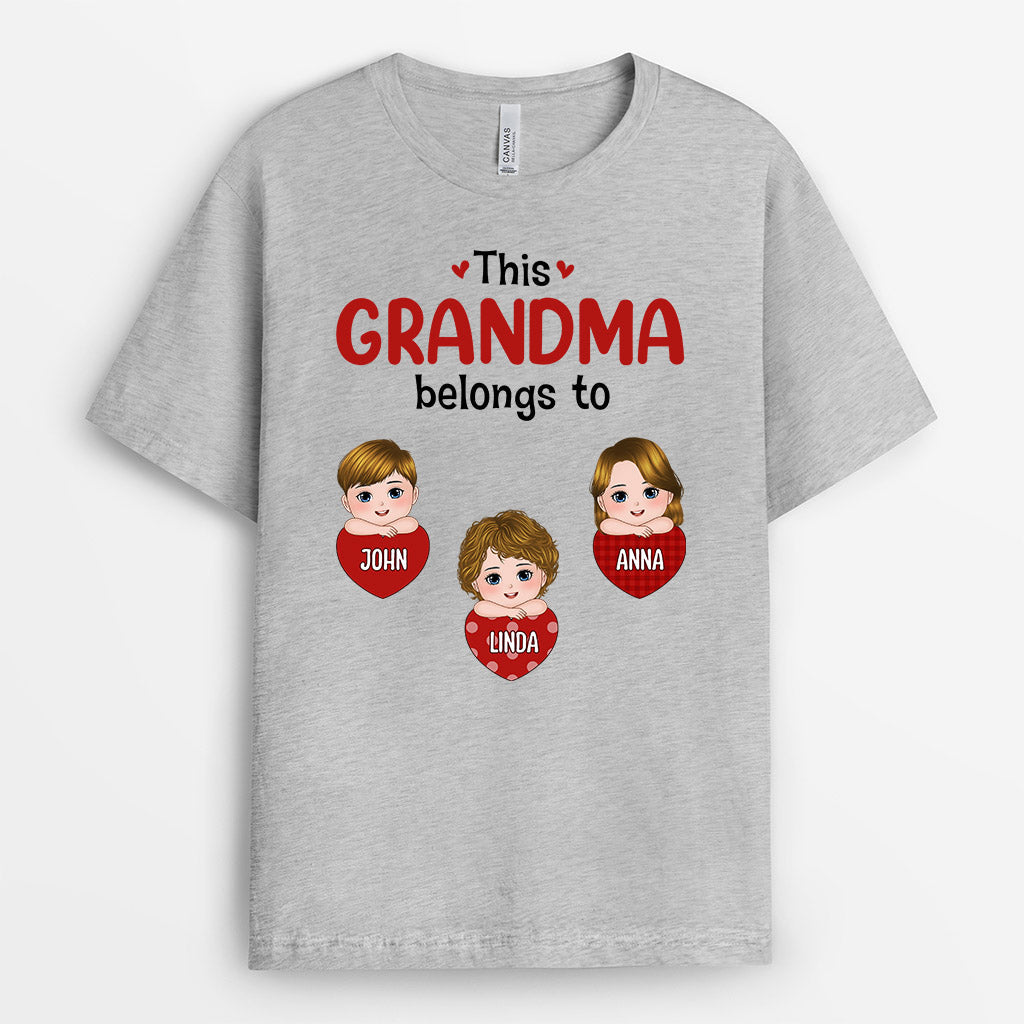 0696AUS2 Personalized T shirts Gifts Hearts Grandma Mom