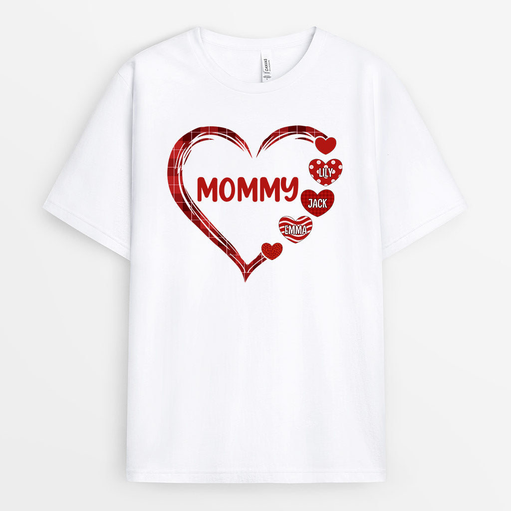 0723AUS2 Personalized T shirts Gifts Red Heart Grandma Mom Mothers Day