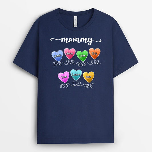 0738Aus2 Personalized T shirts Gifts Hearts Grandma Mom Mothers Day