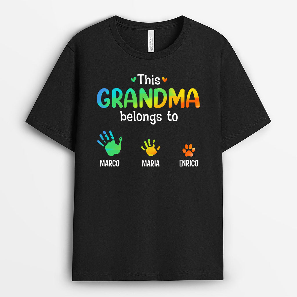 0748AUS1 Personalized T shirts Gifts Handprints Grandma Mom Mothers Day