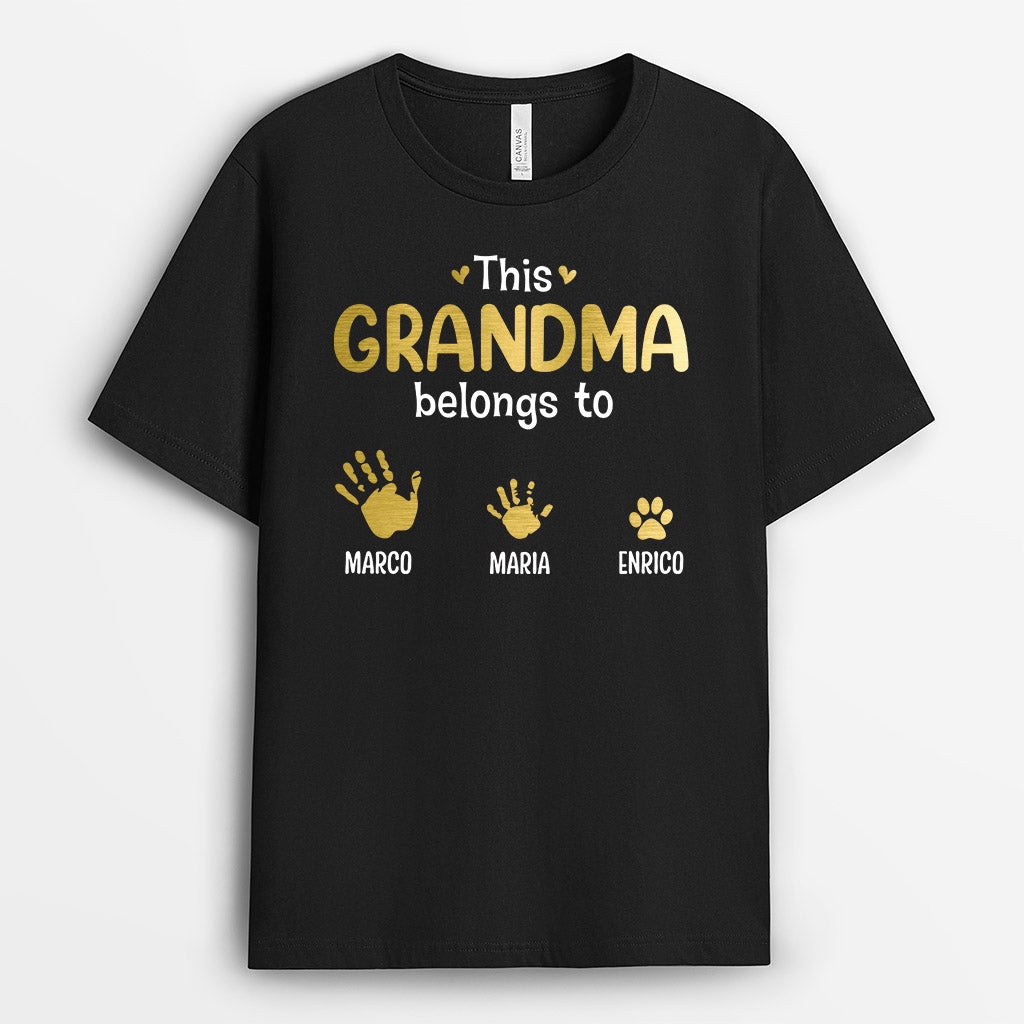0748AUS2 Personalized T shirts Gifts Handprints Grandma Mom Mothers Day