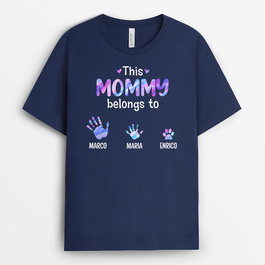 0748AUS3 Personalized T shirts Gifts Handprints Grandma Mom Mothers Day