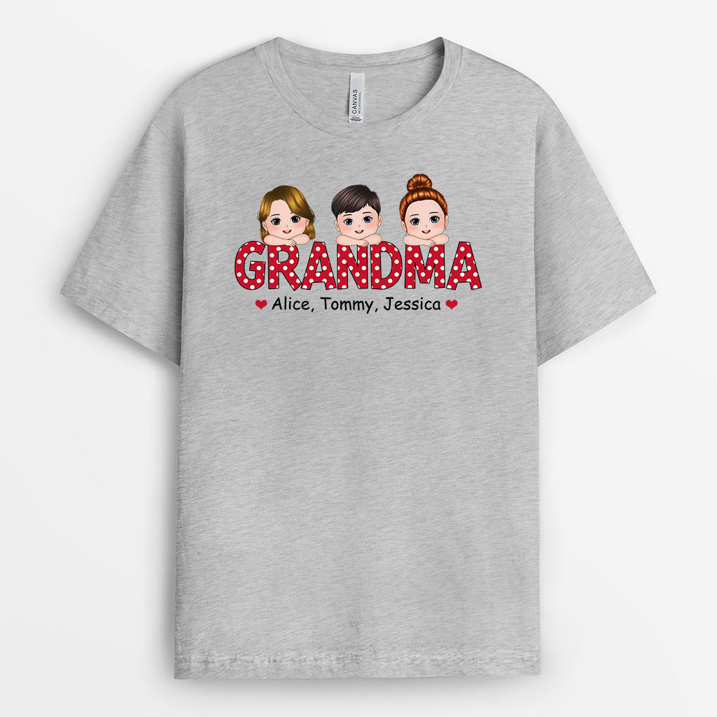 0762AUS2 Personalized T shirts Gifts Polka Dot Grandma Mom