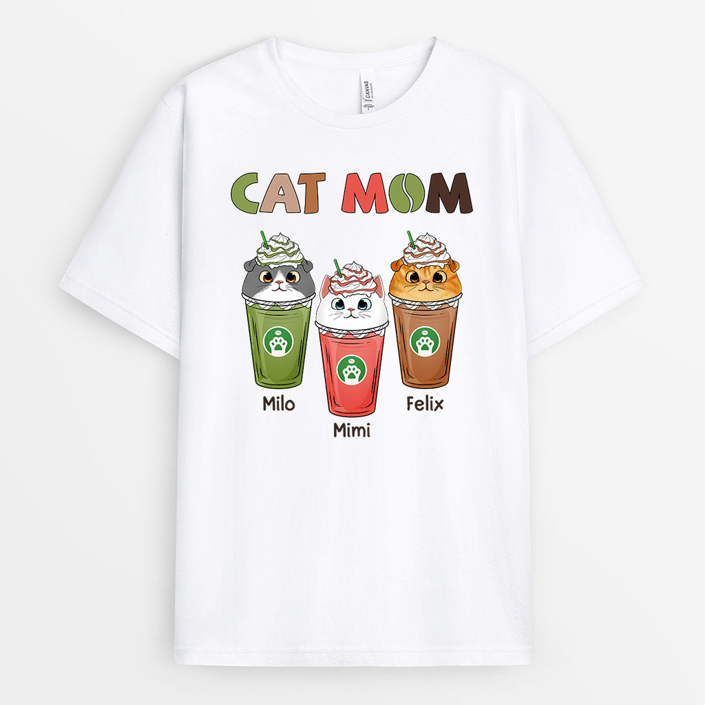 0768AUS1 Personalized T shirts Gifts Capuccino Cat Lovers