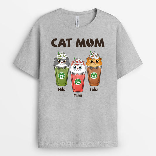 0768AUS2 Personalized T shirts Gifts Capuccino Cat Lovers