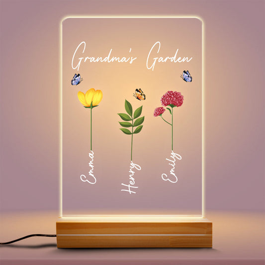 0784LUS2 Personalized 3D LED Light Gifts Flower Grandma Mom