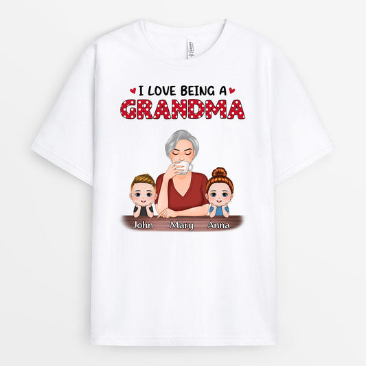 0799AUS1 Personalized T shirts Gifts Polka Dot Grandma Mom