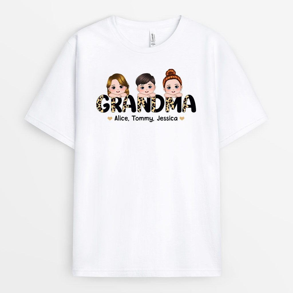0816AUS1 Personalized T shirt Gifts Leopard Grandma Mom