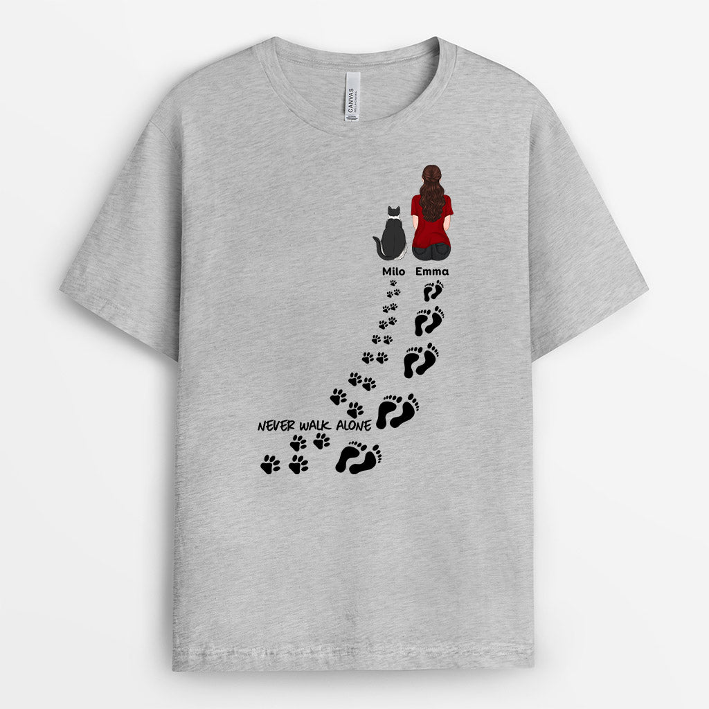 0838AUS1 Personalized T shirts Gifts Pawprints Cat Lovers