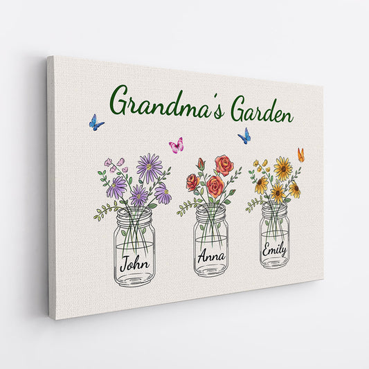 0869CUS2 Personalized Canvas Gifts Flowers Grandma Mom