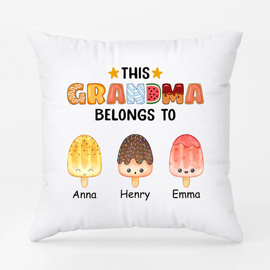 0876PUS1 Personalized Pillow Gifts Ice Cream Grandma Mom