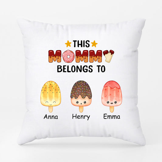 0876PUS2 Personalized Pillow Gifts Ice Cream Grandma Mom