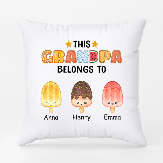 0876PUS2 Personalized Pillow Gifts Ice Cream Grandpa Dad