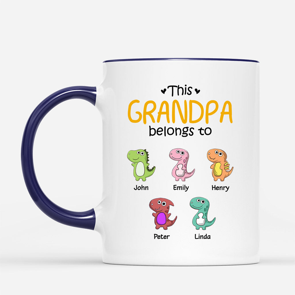 0879MUS2 Personalized Mugs Gifts Dinosaur Grandpa Dad