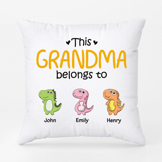 0879PUS1 Personalized Pillow Gifts Dinosaur Grandma Mom