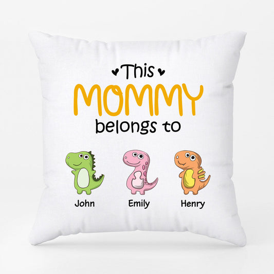 0879PUS2 Personalized Pillow Gifts Dinosaur Grandma Mom