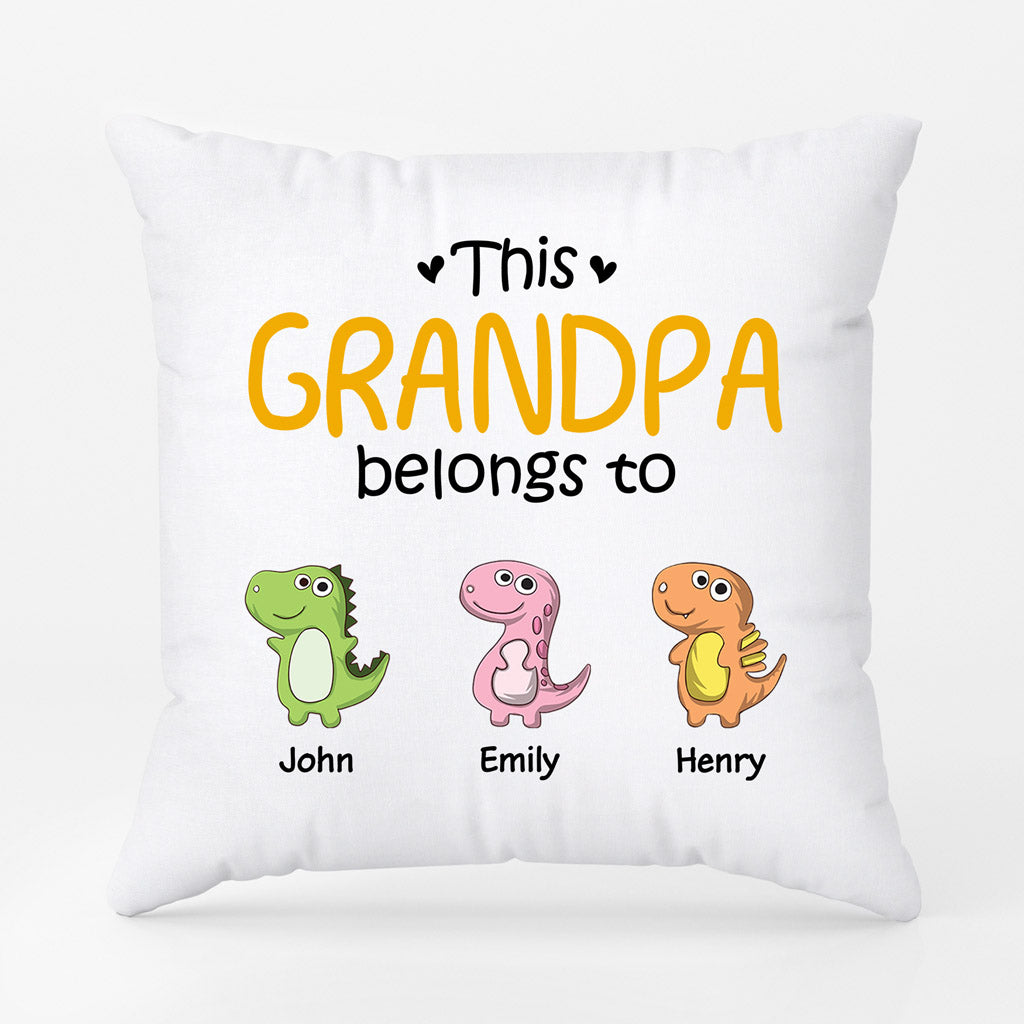 0879PUS2 Personalized Pillow Gifts Dinosaur Grandpa Dad